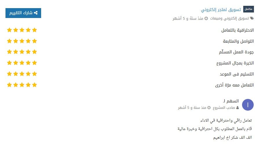 Original Mostaql review from السهم ا.