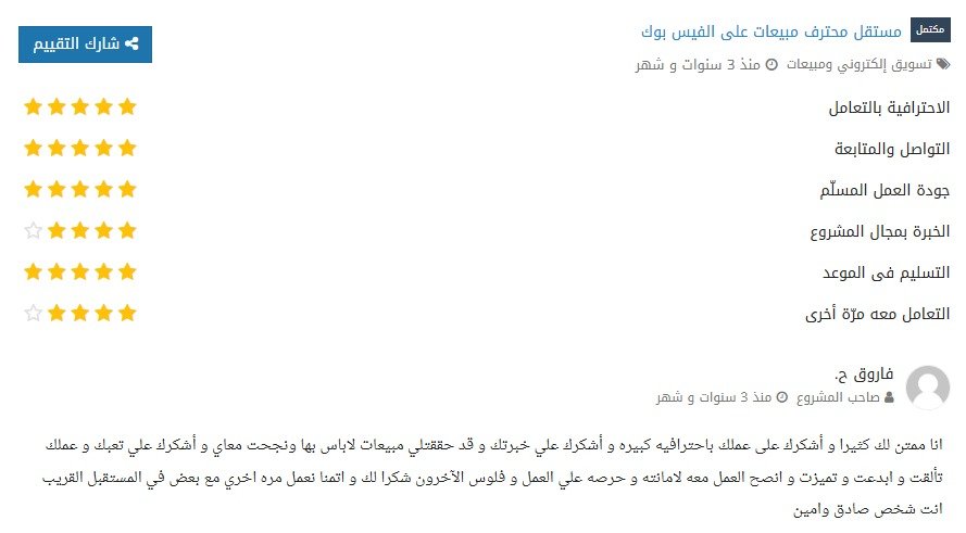 Original Mostaql review from فاروق ح.